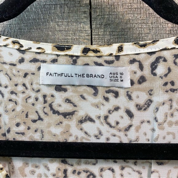 Faithfull The Brand Margherita Smocked Cheetah Mini Dress Women’s Size 6 Medium - Picture 7 of 11